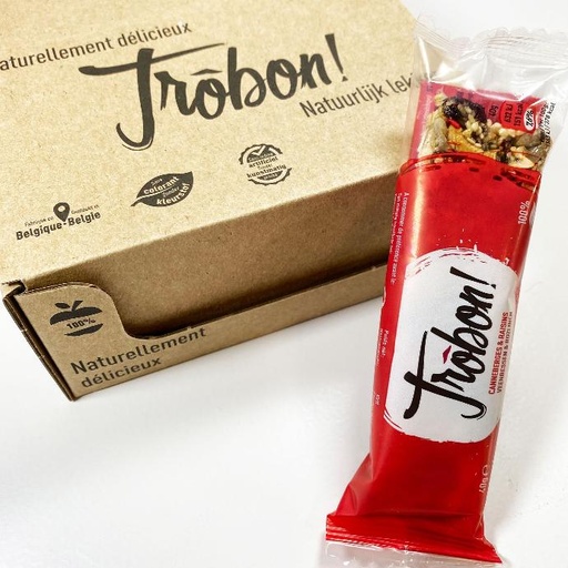 Boite de 15 barres Canneberges & Raisins Trôbon!